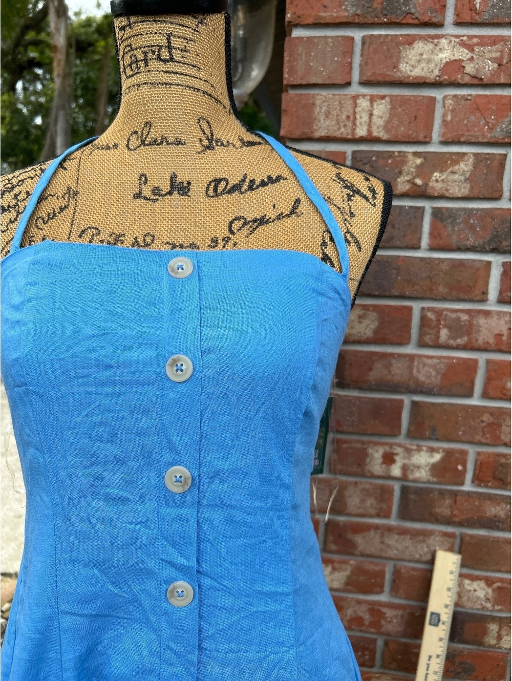 Target Blue Button-Front Halter Dress Size S
